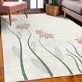 thumbnail image 3 of Flower Decorative Rug, Floral Petals with Striped Leaves and Lines Modern Style Geometrical Design Print, Quality Carpet for Bedroom Dorm and Living Room, 6 Sizes, Ivory, by Ambesonne, 3 of 4