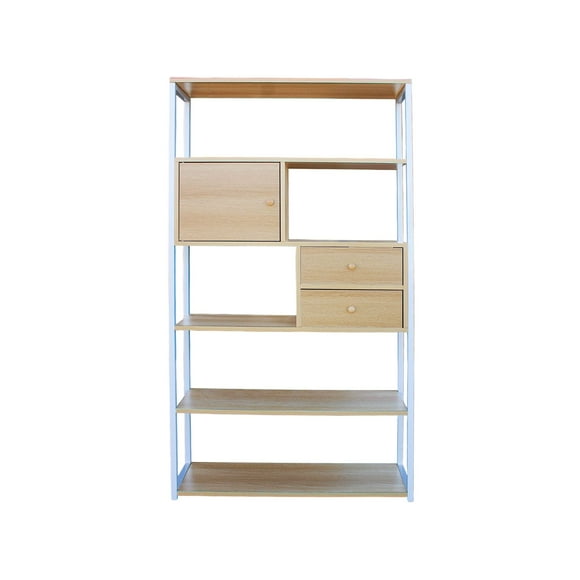 Ilios Innova | Librero Organizador Contemporáneo para Oficina y Hogar, Diseño Moderno en Acero y Melamina Maple