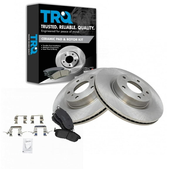 TRQ Front Brake Pad & Rotor Kit Brake Pads Brake Rotor Ceramic Fits Select 2003-2004 INFINITI G35 2003-2005 Nissan 350Z