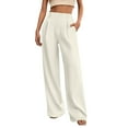 thumbnail image 2 of BILIKEYU Women's Solid Color Long Pants Straight Leg Loose Temperament Casual Pants Daily Commuting Trousers, Crepe Pants for Women, Loose Work Pants for Women, Capri Pants for Women Plus Size, 2 of 7