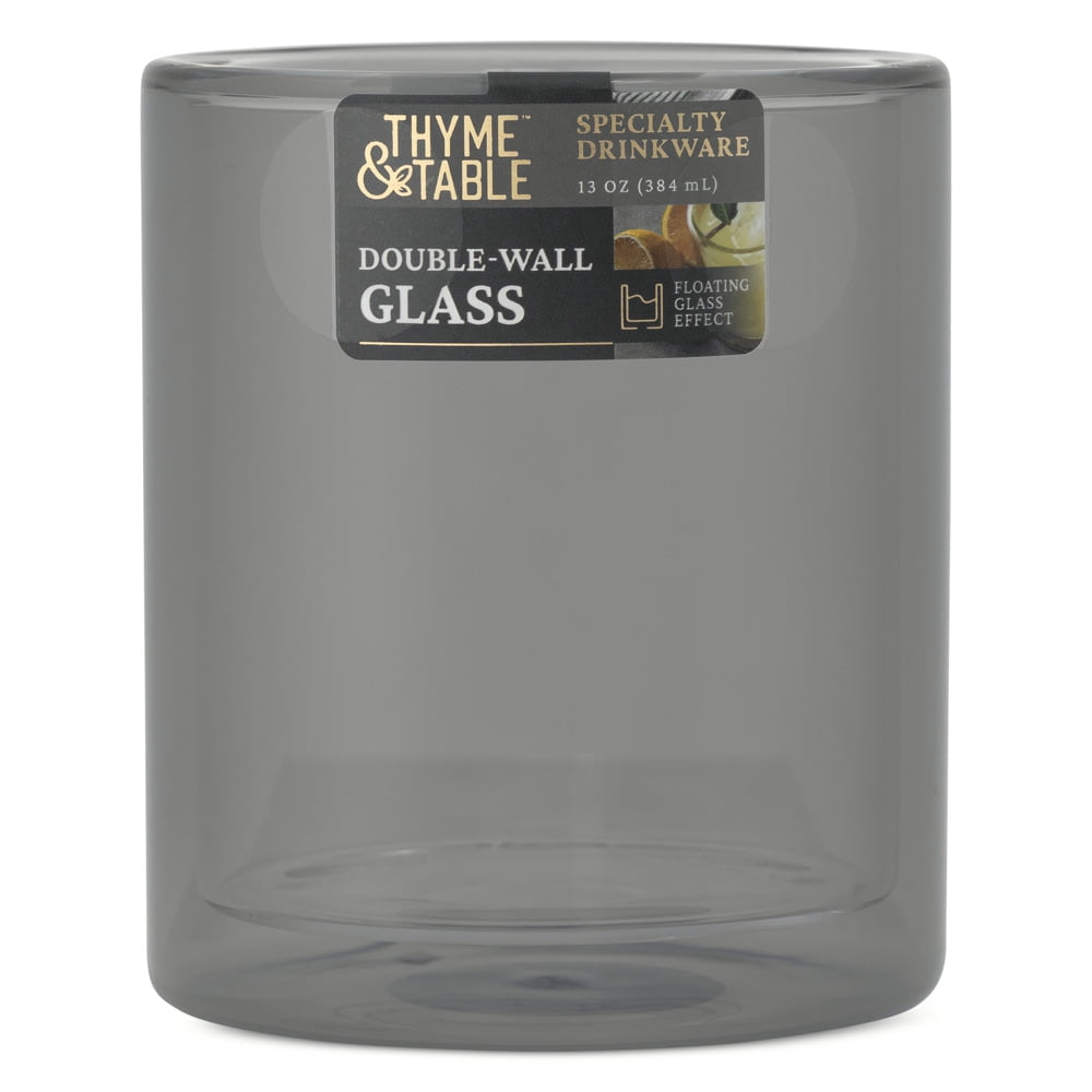 (2 pack) Thyme & Table 13 fl oz Black Double Wall Drinking Glass