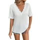 thumbnail image 1 of Gibobby Playera Manga Corta para Mujer Camiseta sólida encaje manga corta hueca a la moda para mujer(Blanco,CH), 1 of 4
