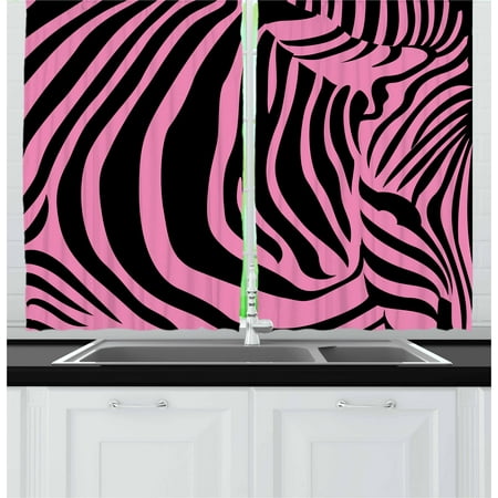 Pink Zebra Curtains 2 Panels Set Vibrant Background Zebra Skin