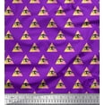 thumbnail image 1 of Soimoi Purple Rayon Crepe Fabric Triangle & Eyes Face Print Fabric by the Yard 46 Inch Wide, 1 of 3
