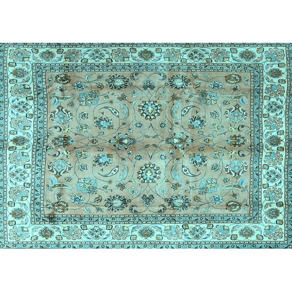 Ahgly Company Indoor Rectangle Oriental Light Blue Traditional Area Rugs, 8' x 12'