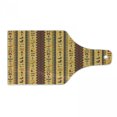 thumbnail image 1 of Egyptian Print Cutting Board, Hieroglyphs and Floral Geometric Ornament Border Aged Paper Style Backdrop, Tempered Glass Cutting and Serving Board, Wine Bottle Shape, Multicolor, by Ambesonne, 1 of 1