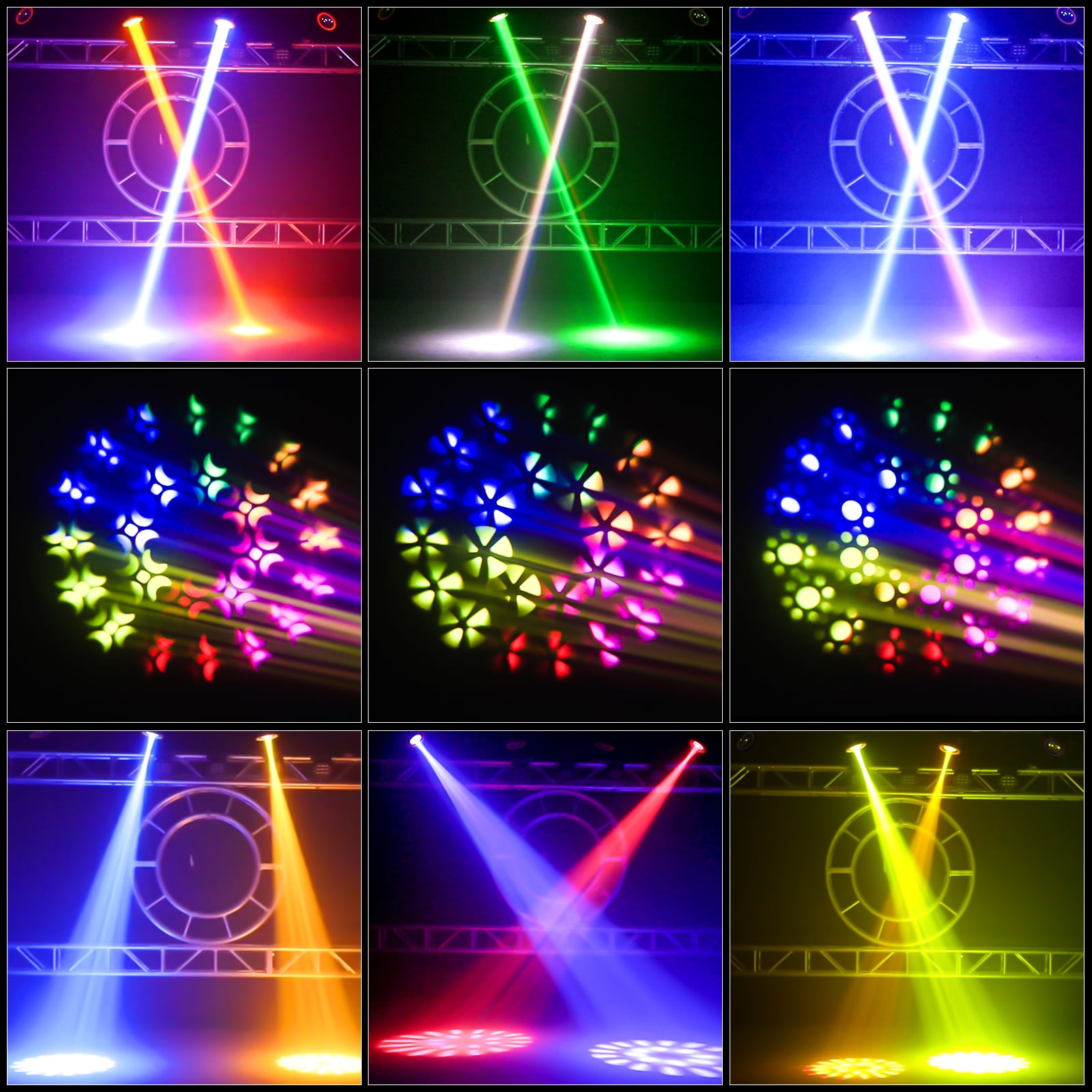7R 230W Beam Sharpy Moving Head DJ Lights,2pack LED Stage Light 17 Gobos and 14 Colors DMX512 Control for Wedding Disco Club Lighting Party Christmas,Orange
