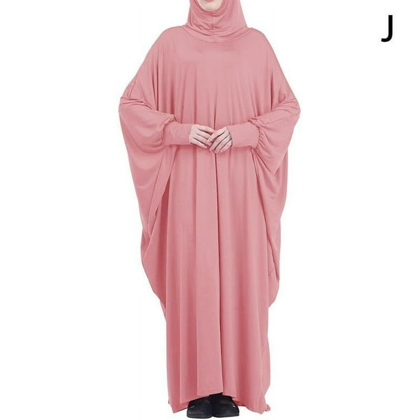 Ramadan Musulman une Pièce Robe de Prière Vêtement Femmes à Capuche Plein Abaya W1I2