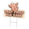 Deep Fried Pig Ears 12" x 16" Yard Sign & Stake | Advertise Your Business | Stake Included Double Sided Image | Made in The USA