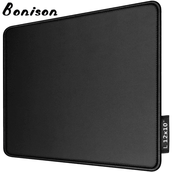 Gaming Mouse Pad 12x10x1/8 in. Delicate Stitched Edges & Non-Slip Natural Rubber Base, Premium-Textured & Waterproof Mousepad, Mouse Mat for Computer, Laptop, PC, Office & Home, Black