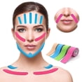 thumbnail image 1 of Cinta de kinesiología para cara, línea en V, cuello, ojos, levantamiento de arrugas, cinta adhesiva, herramienta para el cuidado de la piel Facial, vendaje elástico, 2,5 cm x 5m, 1 of 5