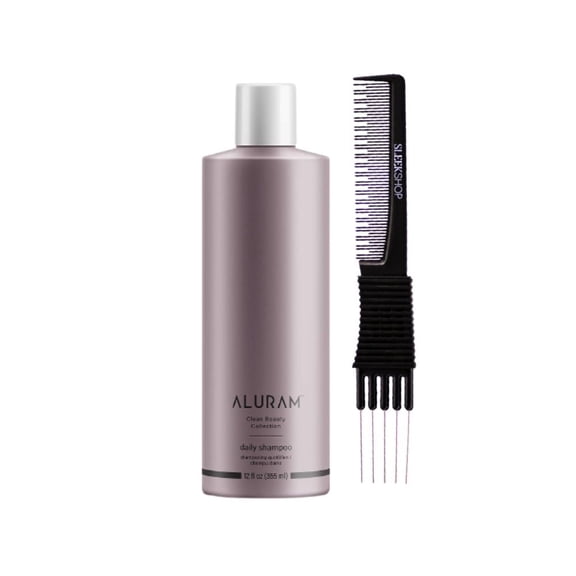 ALURAM Clean Beauty Collection Daily Shampoo (12 oz) with SLEEKSHOP Teasing Comb Pack of 1