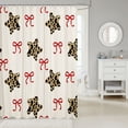 thumbnail image 2 of Manfei Cute Leopard Stars Print Shower Curtain 72Wx72L,Cartoon Red Bows Bathroom Curtain, 2 of 5