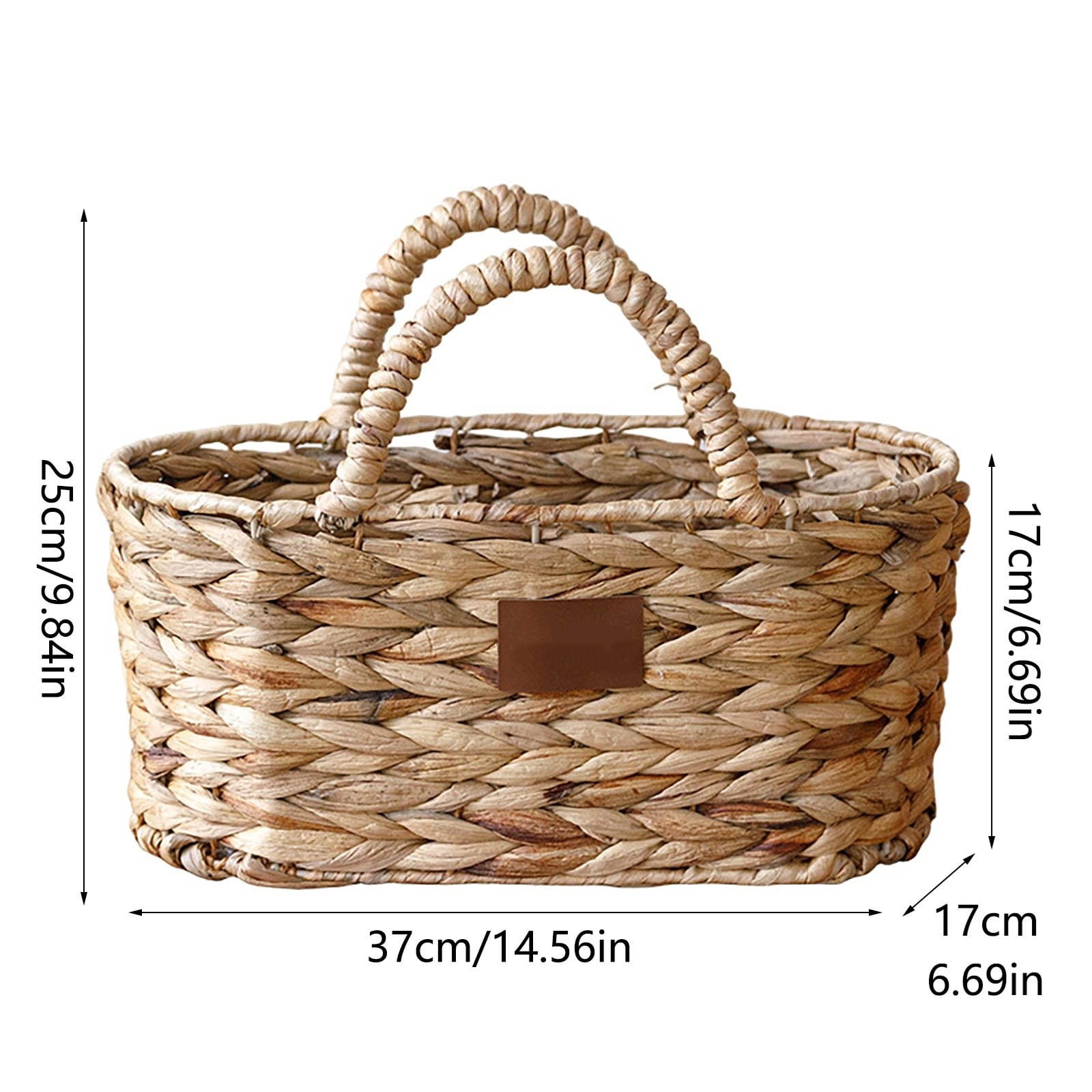Wicker Basket with Handles - Handwoven Picnic Hamper, Oval Kitchen Storage Basket for Camping, Outdoor, Fruit, , Thanksgiving, Easter, Birthday Gift and Home Decor