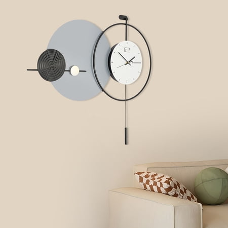 31.2*28.4in Modern Round Wall-mounted Wall Clock with Pendulum for Hallways, Living Rooms