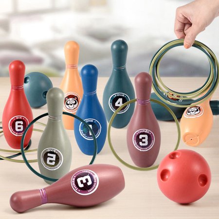 WRITWAA 1Set Bowling Set for Playing Assorted Color Plastic Balls and Pins Indoor Sport Game