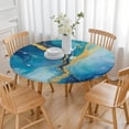 thumbnail image 3 of Blue Gold Wave Marble Pattern Round Fitted Tablecloth with Elastic Edge,Dining Table Cover Waterproof,Outdoor Round Tablecloth for Camping,Dining,Indoor and Outdoor, 3 of 7