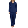 thumbnail image 2 of Gamivast Womens Scrub Sets Long Sleeve V-Neck Top & Straight Leg Pants Nursing Uniforms Solid Soft Comfy Stretch Medical Spa Workwear Matching Sets, 2 of 5