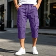 thumbnail image 6 of Dresfit Mens Cargo Shorts Drawstring Below the Knee Work Shorts 2026 Summer Elastic Hiking Carpenter Shorts High Waist Lightweight Loose Capri Shorts S, 6 of 6