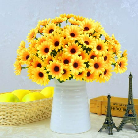 Artificial Sunflower Bouquet AkoaDa 2PCS Artificial Yellow Sunflower Silk Sunflower Fabric Artificial Flowers for Wedding Decoration Bridal Bouquet DIY Handicrafts ()
