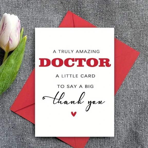 Thank You Card for Doctors – "A Truly Amazing Doctor" Design – Envelope Included, Blank Inside – Perfect Gift for Appreciation, Healthcare Workers, Medical Professionals