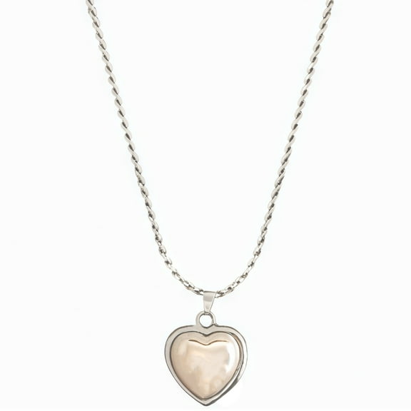 Silver Heart Necklace for Women, Long Pendant with Faux Pearl, Adjustable Chain, Hypoallergenic, Smooth Surface, Perfect Gift Idea with Elegant Gift Box