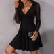thumbnail image 2 of Mini vestido de mujer con mangas de malla, corte en A y escote en V profundo - Elegante vestido de fiesta tipo skater - Tallas S-XL, 2 of 6