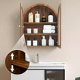 thumbnail image 5 of Wall Bathroom Cabinet with Glass Doors, Wood Medicine Cabinet with Adjustable Shelf, Arched Hanging Cabinet for Bathroom, Livingroom, Kitchen (Walnut), 5 of 9