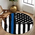 thumbnail image 3 of Blue American Flag Large Area Rugs for Bedroom Living Room, Soft Non Slip Carpet Bedside Rug, Black White Stars Stripe US Flag Round Floor Cover Kitchen Accent Rug 6' for Dining Room/Office, 3 of 9