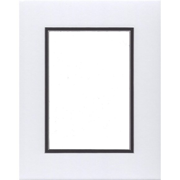 18x24 White & Black Double Picture Mats with White Core Bevel Cut for 13x19 Pictures
