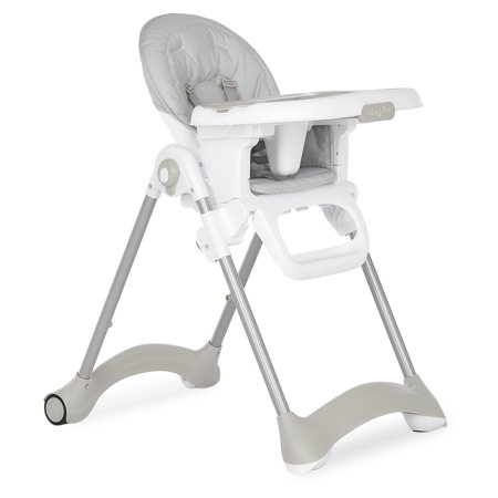 Dream On Me Solid Times High chair, Compact & Sleek High Chair, Multiple Recline and Height Positions, Lightweight Portable Highchair, In Gray