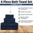 thumbnail image 5 of KAHAF COLLECTION 6 Piece Towel Set Navy Blue – 100% Ringspun Cotton Soft & Highly Absorbent–Includes 2 Bath Towels, 2 Hand Towels & 2 Washcloths – Quick Dry, Durable and Luxurious Bathroom Essentials, 5 of 8