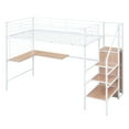thumbnail image 4 of Kacho Loft Bed, Twin Size Metal Loft Bed with Desk and Metal Grid, Stylish Metal Frame Bed with Lateral Storage Ladder and Wardrobe, Space Saving, Noise Free, No Box Spring Needed, White, 4 of 12