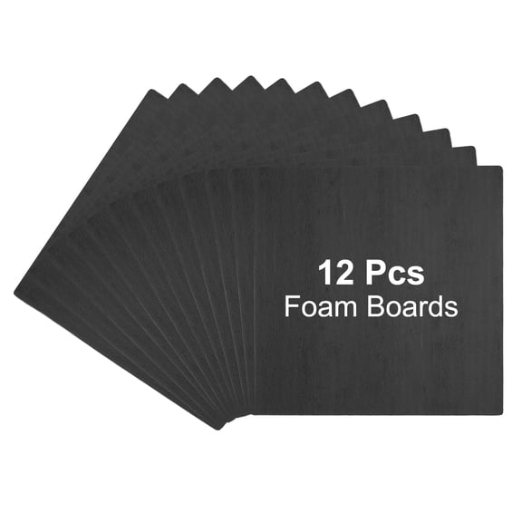 Uxcell 12Pcs Foam Boards, 100 x 100 x 3/16" (5mm) Thick Foam Core Board Polystyrene Mat Sheet Double Sided Poster Foamboard Making for Mounting Crafts Paintings Prints Art, Black