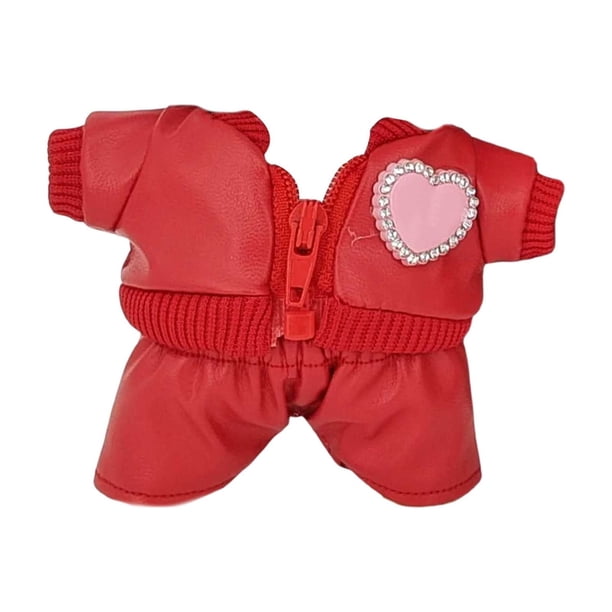 Ropa Accesoria Para Muñecas: Muñeca De 17 Cm Con Una Chaqueta De Cuero Roja De Diseño Exclusivo