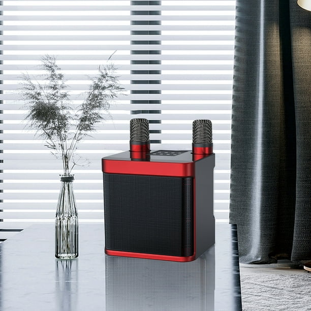 Máquina de karaoke de audio para el hogar con micrófonos inalámbricos, juego de altavoces de micrófono portátil de 3000 mAh, sistema de PA recargable Bluetooth 5.0, subwoofer de escenario, sonido de k