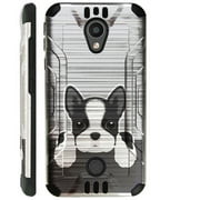 WORLD ACC Silver Guard Case Compatible for Coolpad Legacy S Brushed Metal Texture Hybrid TPU Phone Cover (Cute Dog