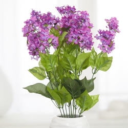 Artificial Lilac Bush This Artificial Purple Lilac Bush is perfect for adding to your spring and summer displays. Place the fake lilacs in a vase  pot  or other container for an instant flower arrangement! Feel free to cut and separate the stems and blooms from their bouquet for further versatility!