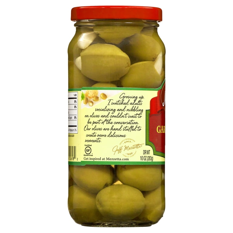 Mezzetta Garlic Stuffed Olives, 10 oz Jar from California, Non-GMO