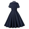 thumbnail image 3 of Kaemgyyd 1950s Vintage Dress for Women Short Sleeve Style Cocktail Flowy a Line Dresses Lapel Solid Color Casual Outfit, 3 of 6