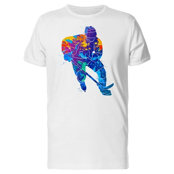 Colorful Splash Hockey Player T-Shirt Men -Image by Shutterstock, Male 3X-Large