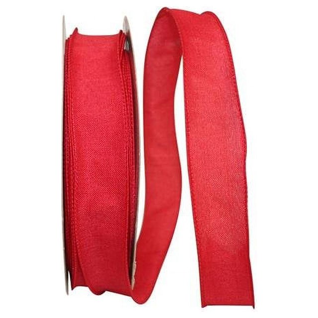 Reliant Ribbon 92573W-065-09K Everyday Linen Value Wired Edge Ribbon - Red - 1.5 in. x 50 yards