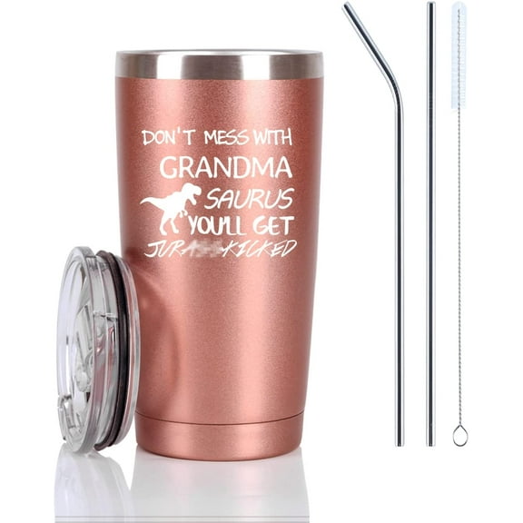 Don''T Mess With Grandmasaurus Grandma Gift Travel Tumbler, Mother''s Day Birthday Christmas Gifts for Grandma Nana Gigi Granny, Funny 20 Oz Insulated Stainless Steel Tumbler