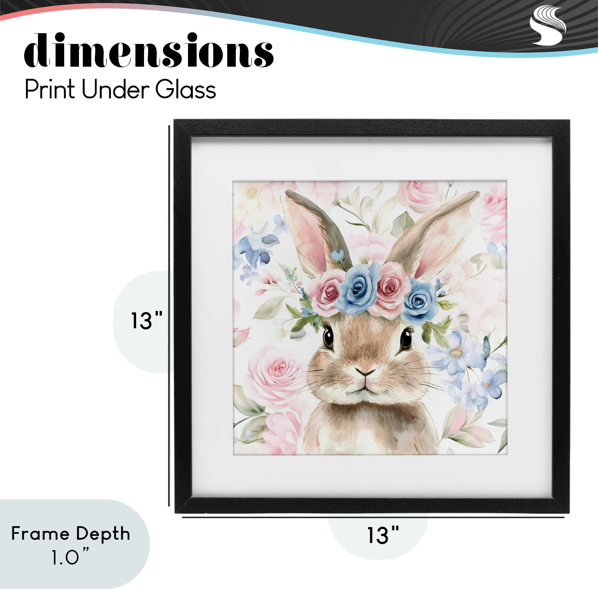 Stupell Industries Flower Power Bunny Black Framed Print Under Glass, design by Tina LeCour