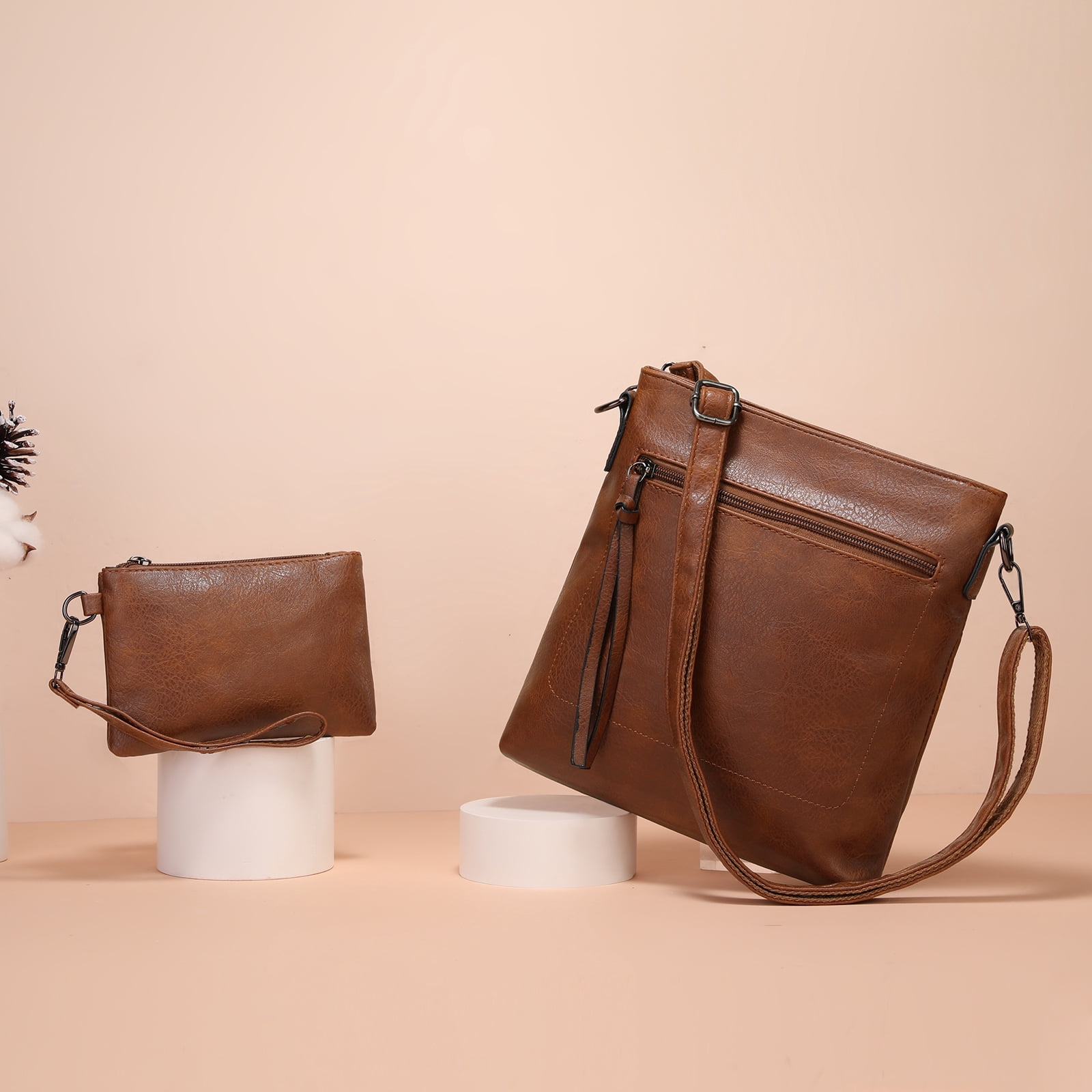 SENDEFN Real Leather Purse for Women Crossbody Bag Travel Shoulder Handbag Vintage Tassel Zipper