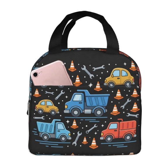 Construction Truck Insulated Lunch Box Reusable Lunch Bag For Bento Cooler Tote Bag For Men Women, Travel Picnic Outdoor Work Office