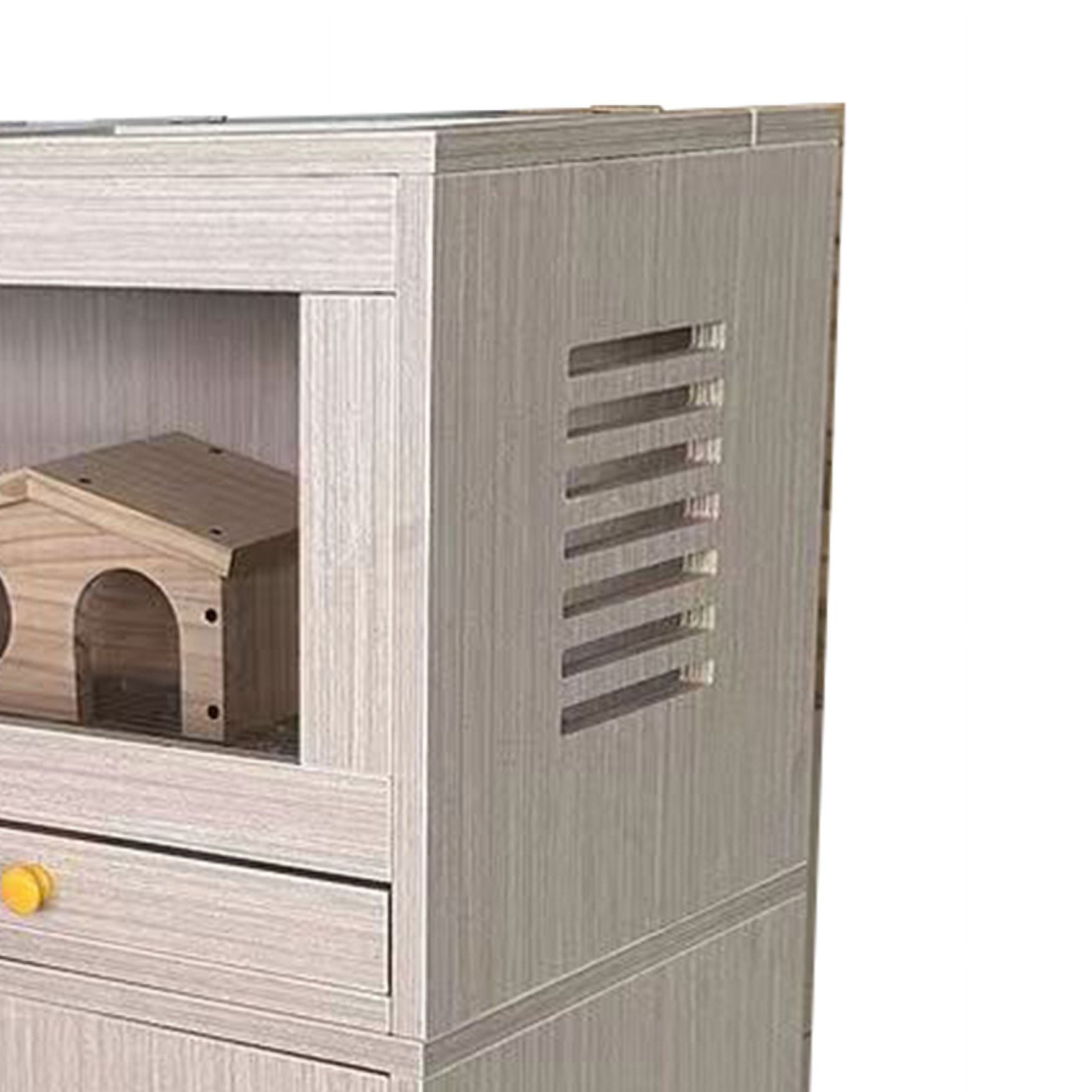 M optimized Hamster Habitat Cage, Wooden Hamster Cage With Storage Cabinet & Drawer, Openable Top, Bridges, Guinea Pig Cage for Small Pet Gerbil Hedgehog