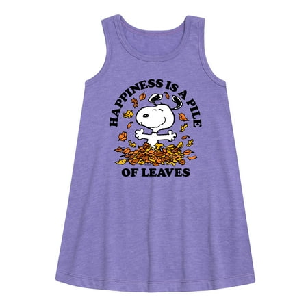 

Peanuts - Happiness Is A Pile Of Leaves - Toddler and Youth Girls A-line Dress