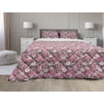 thumbnail image 1 of Flower Comforter & Sham Bedding Set, Vintage Pink Tones Floral Pattern English Garden Beauty Design, 3 pcs Duvet Set Microfiber Filling Quilt, 5 Sizes, Multicolor, by Ambesonne, 1 of 4