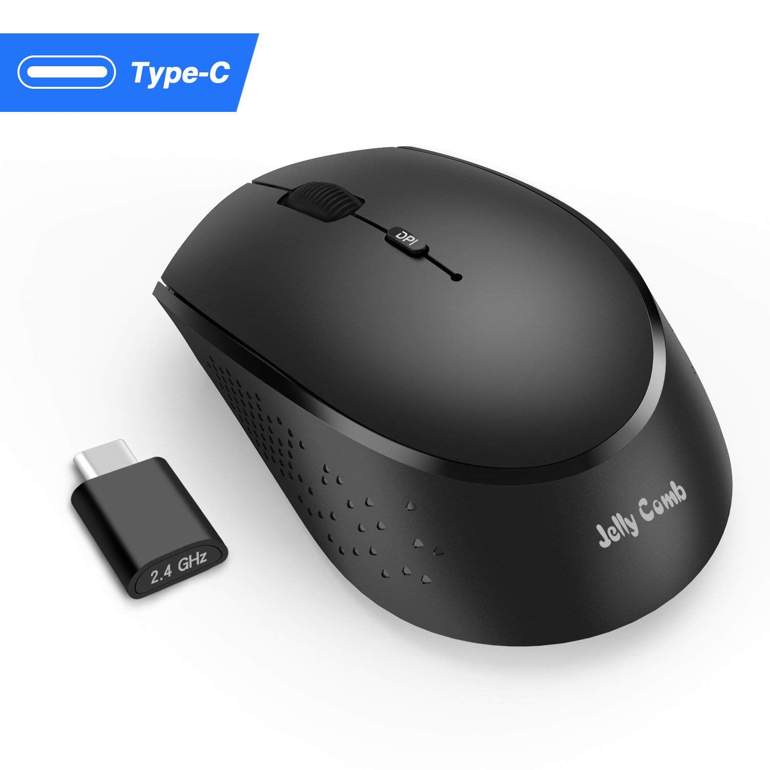 Type C Wireless Mouse, Jelly Comb 2.4GHz Rechargeable USB C Mouse Compatible for 12", MacBook Pro 2016/2017, Chromebook and More USB C Devices (Black) - Walmart.com